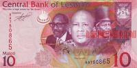 Купить банкноты Малоти - бумажные деньги, банкноты Лесото. 10 малоти. 2013 год. 