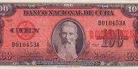 Купить банкноты Куба. 100 песо. 1959 год. AU