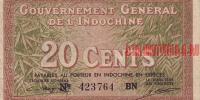 Купить банкноты Бумажные деньги, банкноты Индокитаяй. 20 центов. ND. 