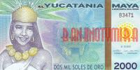 Купить банкноты UUS2K-002 Юкатан. 2000 золотых солей. 2012 год. Пластик. UNC