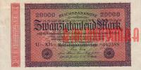 Купить банкноты DEM20K-236 Германия. 20000 марок. 1923 год. XF