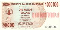 Купить банкноты ZWD1M-059 Зимбабве. 1000000 долларов. 2008 год. UNC