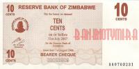 Купить банкноты ZWD01-068 Зимбабве. 10 центов. 2006 год. UNC