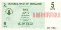 Купить банкноты ZWD005-069 Зимбабве. 5 центов. 2006 год. UNC