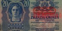 Купить банкноты COR20-016 Австро-Венгрия. 20 крон. 1913 год. XF