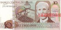 Купить банкноты Бумажные деньги, банкноты, боны Бразилии 10 крузадо. 1986(87) год. UNC