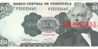 Купить банкноты Бумажные деньги Венесуэлы 20 боливаров. 1992 год