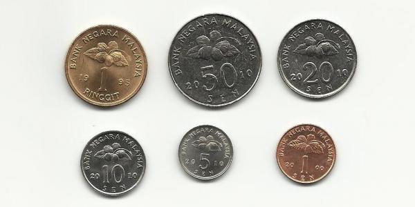 Купить банкноты Малайзия. Набор из 6 монет. 1995-2010 гг