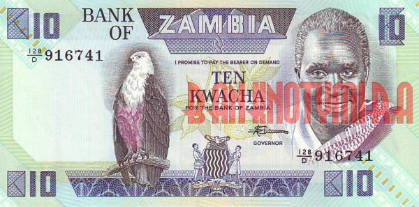 Купить банкноты ZMK10-025 Замбия. 10 квачей. ND. UNC