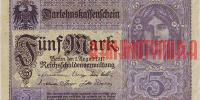 Купить банкноты DEM5-228 Германия. 5 марок. 1917 год. AU