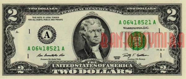 Купить банкноты USD2-072 США. 2 доллара. 2009 год. UNC