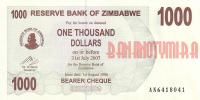 Купить банкноты ZWD1K-065 Зимбабве. 1000 долларов. 2006 год. UNC